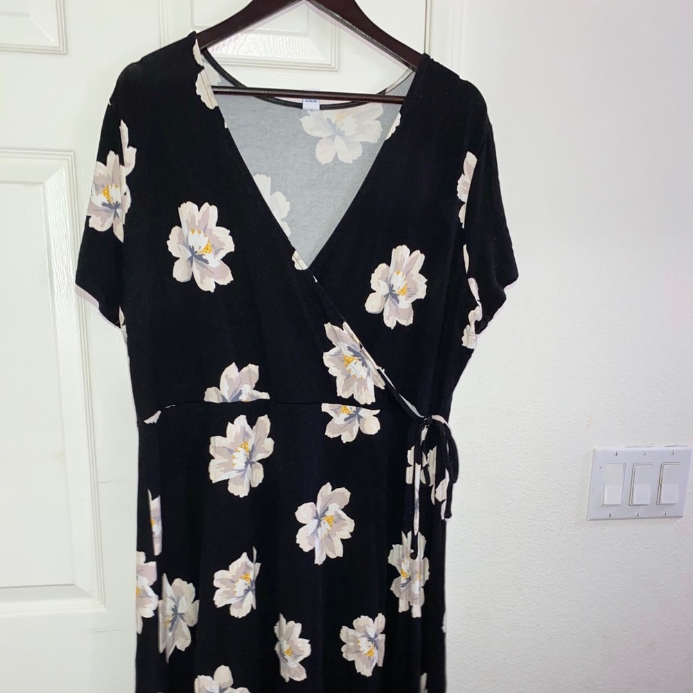 Plus size floral wrap dress